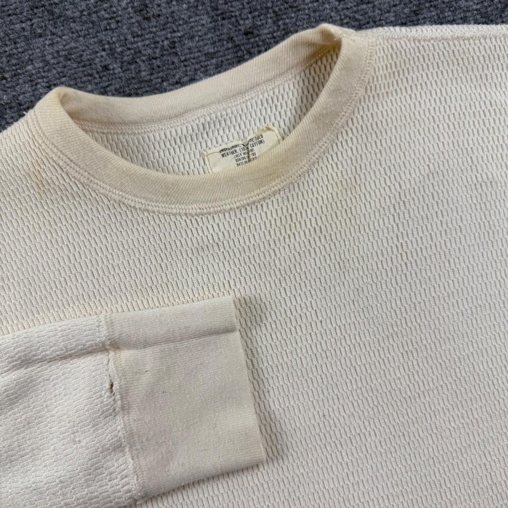 Lally Mfg Corp Thermal Undershirt XL Cream Vintage 70s Military Flaw Men's